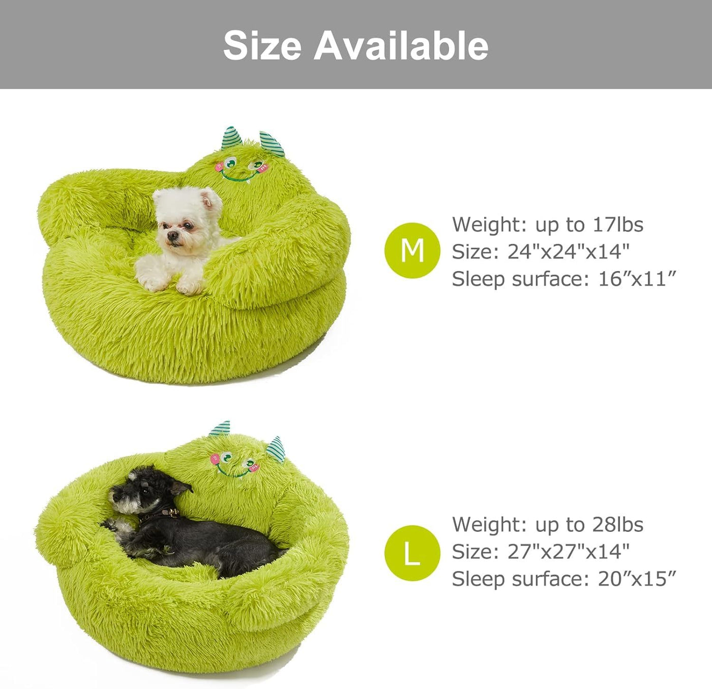 Cute Calming Dog And Cat Bed Indoor High Bolster Donut Dog Beds Comfortable Plush Cuddler Dog Be Size For Small Dogs And Cats Cute Cartoon Soft Bed Green