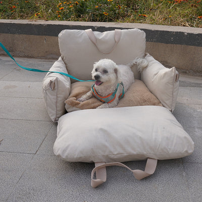 Linen Car Safety Seat Front Dog Bed