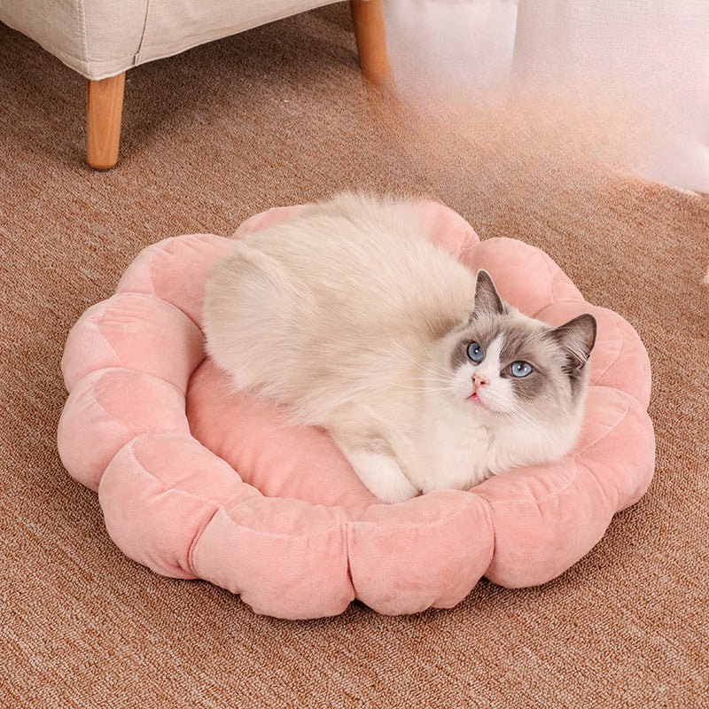 50x50cm Multi Color Petal Dog And Cat Nest Cute Half Surrounded Double Sided Short Plush Comfortable And Soft Pet And Cat Beds