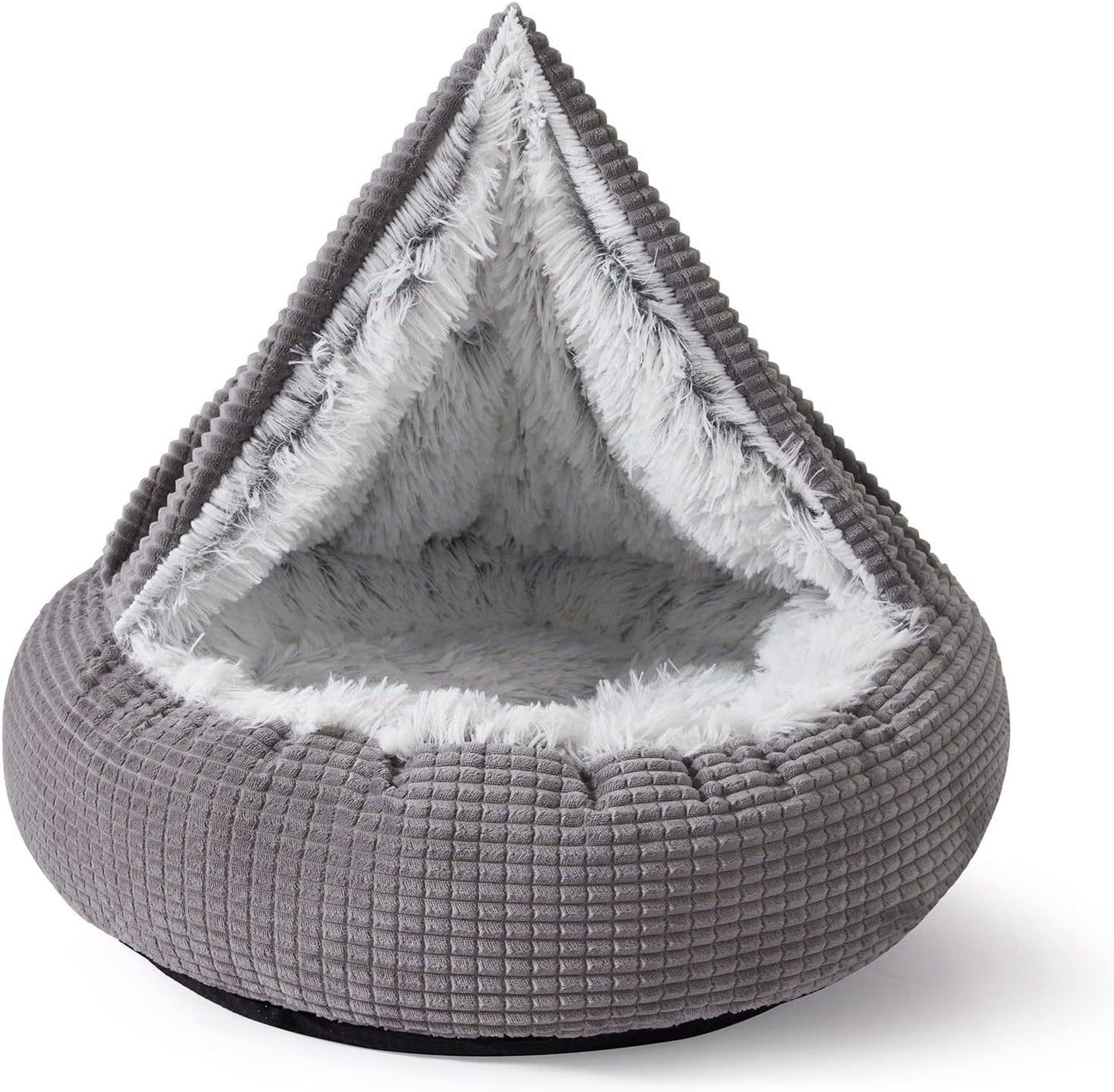 Small Dog Bed With Blanket Attached, Round Calming Hooded Cozy Cave Dog Beds For Small Dogs, Soft Plush Cuddler Puppy Pet Bed And Dog Burrow Cave Bed, Anti-Slip Bottom